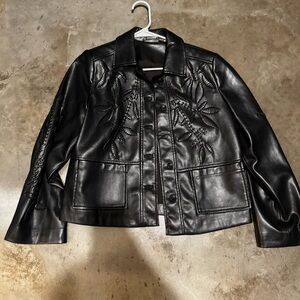 Black Women's Faux Leather Jacket